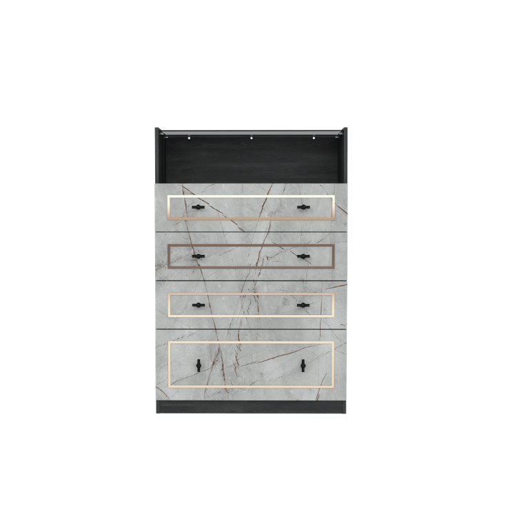 ตู้ลิ้นชัก 4 ลิ้นชัก WISDOM DESIGN FURNITURE รุ่น GDW-801 80 ซม. สีแอชเกรย์/ไลท์มาร์เบิ้ล